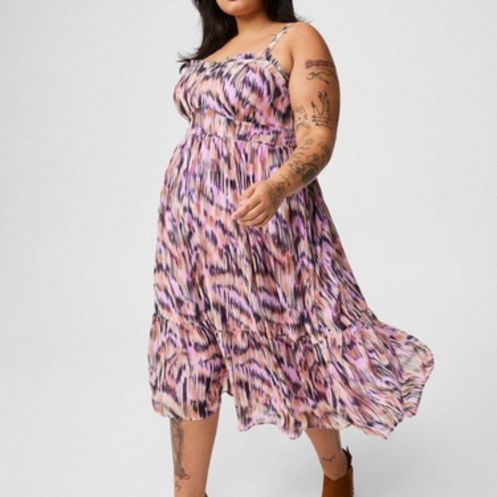 Midi Chiffon Sleeveless Tiered Dress